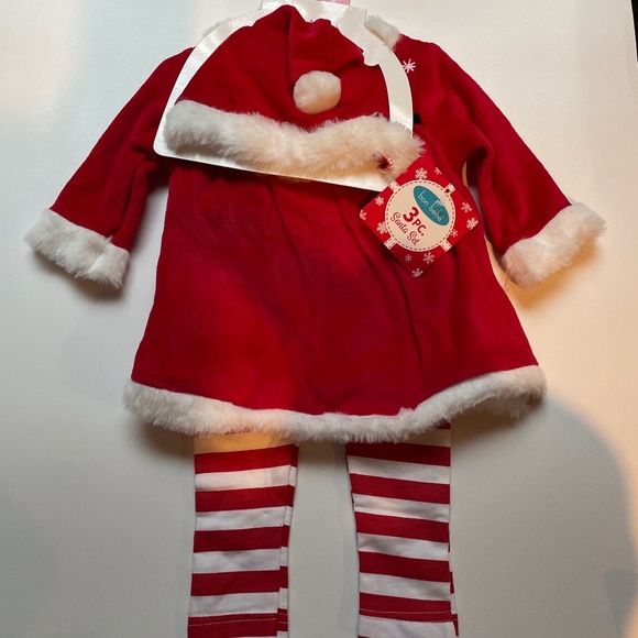 π bon bebe π Christmas Baby Santa Top Pants Hat Set 6 - 9 Months Red NEW π - Picture 1 of 6